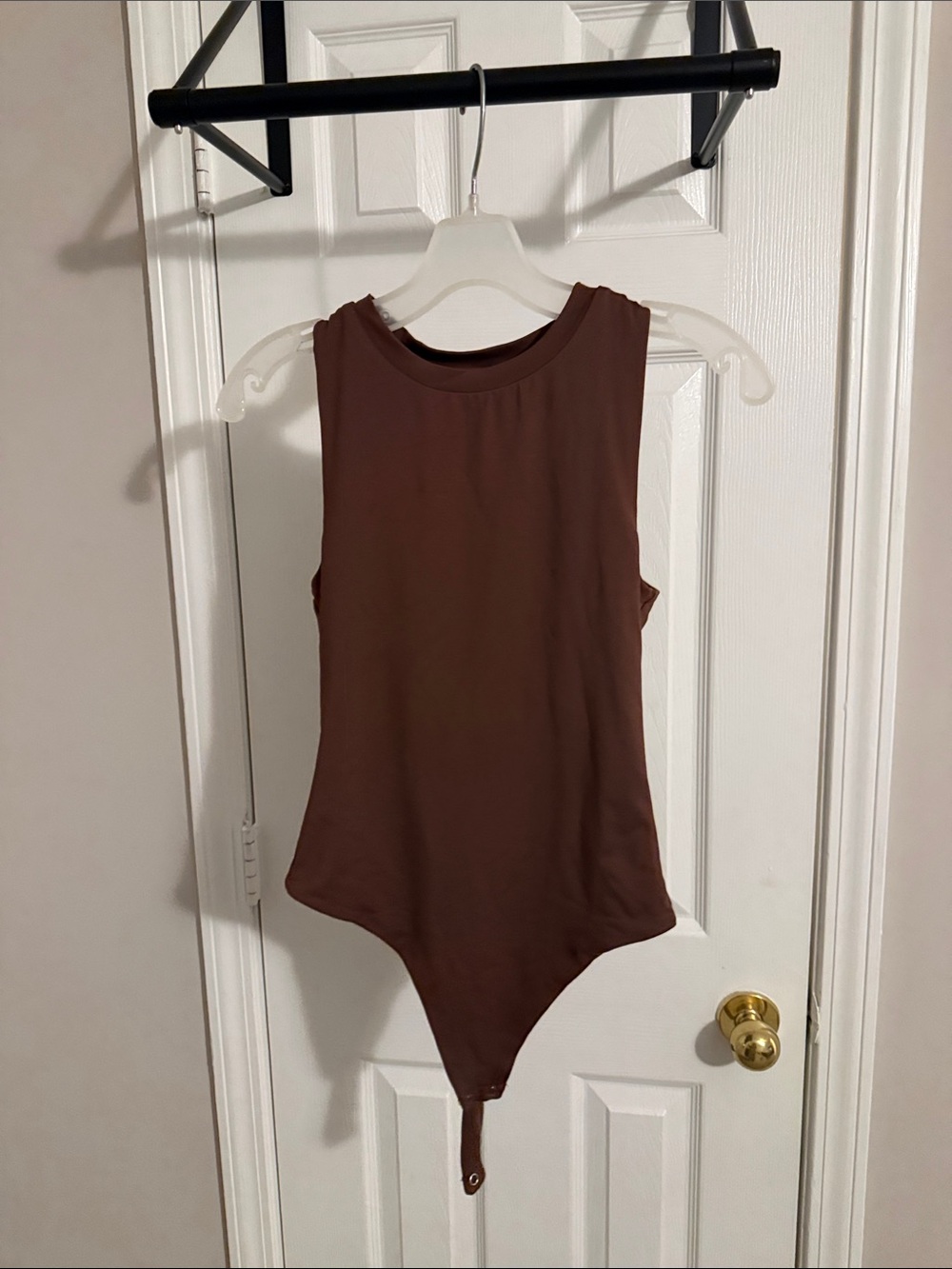 Meshki Brown Sleeveless Crew Neck Bodysuit